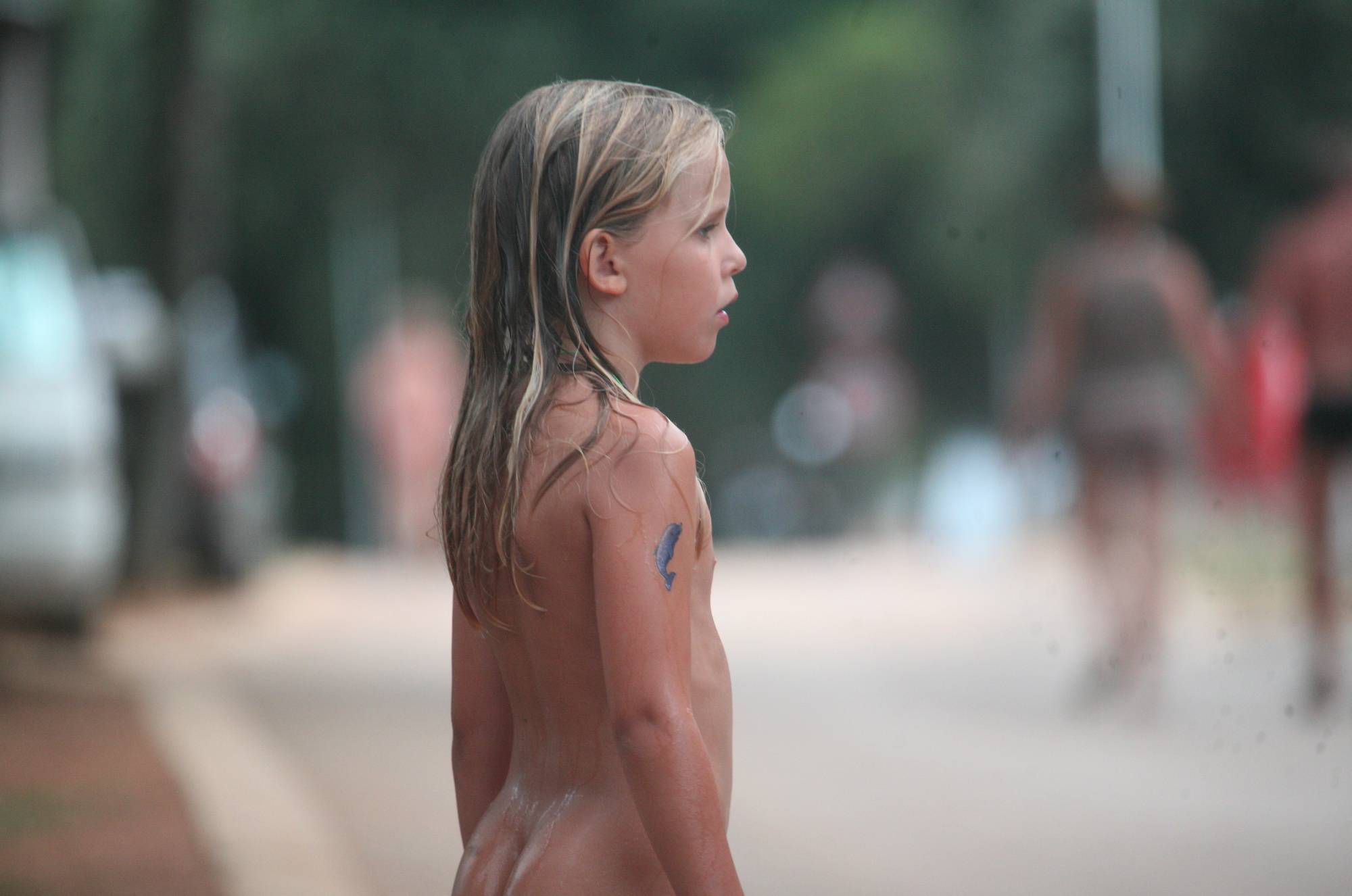 Pure Nudism Images Naturist Child on Sidewalk - 3
