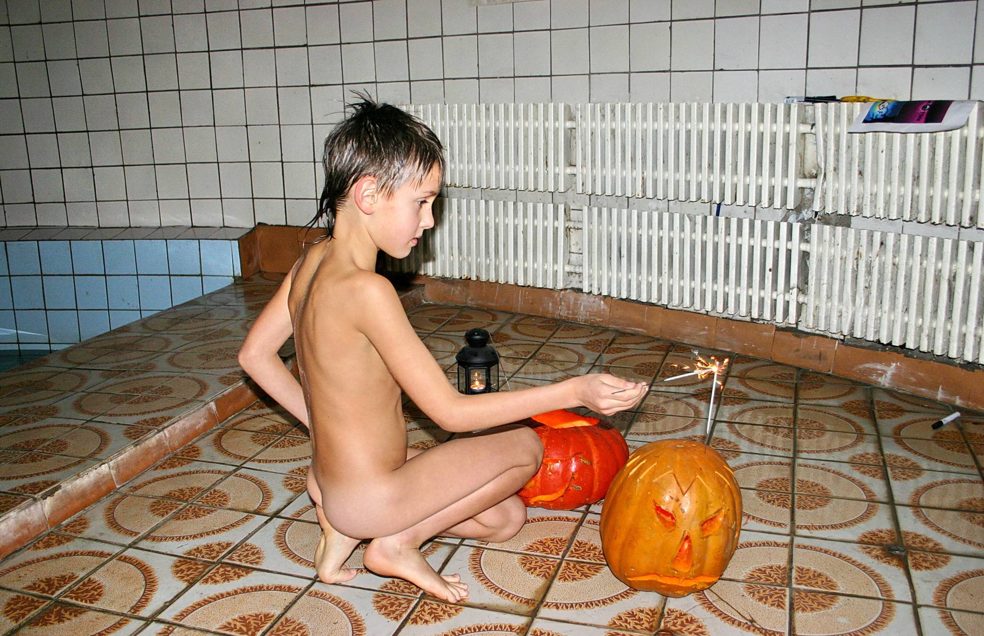 Pure Nudism Images Halloween Boys Pumpkin - 3