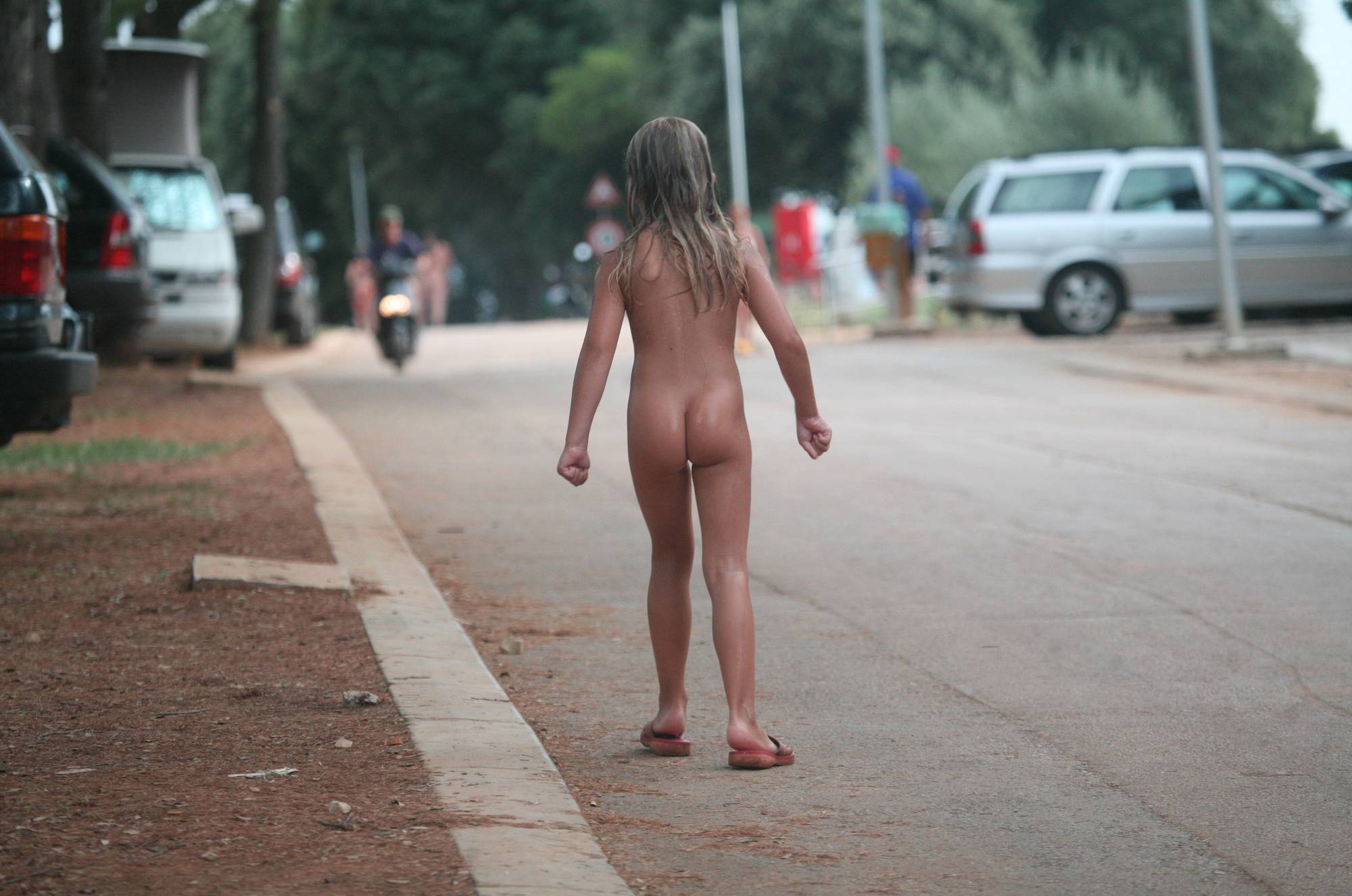 Pure Nudism Pics Naturist Child on Sidewalk - 1